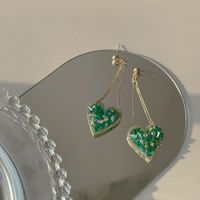 Wholesale Jewelry Simple Style Heart Shape Metal Crystal Inlay Drop Earrings main image 3