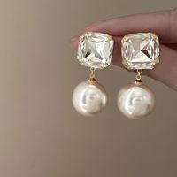 Wholesale Jewelry Simple Style Square Alloy Zircon Inlay Drop Earrings main image 1