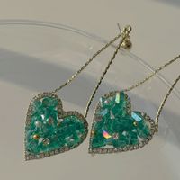 Wholesale Jewelry Simple Style Heart Shape Metal Crystal Inlay Drop Earrings main image 2