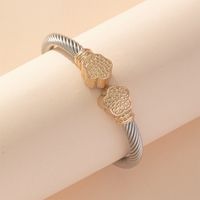 Retro Solid Color Stainless Steel Handmade Cuff Bracelets sku image 1