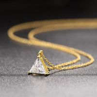 Casual Triangle Sterling Silver 14k Gold Plated Zircon Pendant Necklace In Bulk main image 5