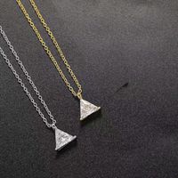 Casual Triangle Sterling Silver 14k Gold Plated Zircon Pendant Necklace In Bulk main image 1