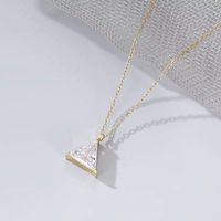 Casual Triangle Sterling Silver 14k Gold Plated Zircon Pendant Necklace In Bulk main image 2