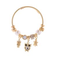 Elegant Cute Owl Stainless Steel Alloy Beaded Inlay Rhinestones Unisex Bangle main image 3