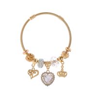Elegant Cute Heart Shape Crown Stainless Steel Alloy Beaded Inlay Rhinestones Unisex Bangle main image 2