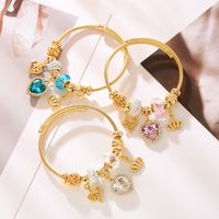 Elegant Cute Heart Shape Crown Stainless Steel Alloy Beaded Inlay Rhinestones Unisex Bangle main image 1