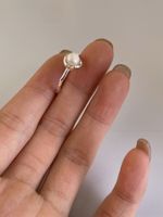 Commute Round Sterling Silver Plating Inlay Freshwater Pearl Open Rings main image 3