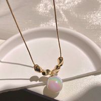 Simple Style Geometric Copper Plating Inlay Artificial Pearls Gold Plated Necklace sku image 1