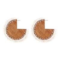 1 Pair Vintage Style Vacation Geometric Handmade Wood Drop Earrings sku image 1