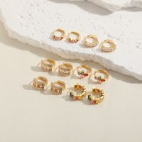 1 Pair Elegant Classic Style Round Plating Inlay Copper Zircon 14k Gold Plated Earrings main image 3