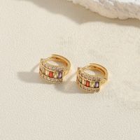 1 Pair Elegant Classic Style Round Plating Inlay Copper Zircon 14k Gold Plated Earrings sku image 5