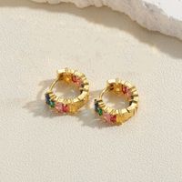1 Pair Elegant Classic Style Round Plating Inlay Copper Zircon 14k Gold Plated Earrings sku image 6