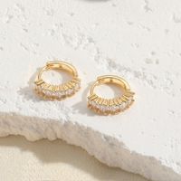 1 Pair Elegant Classic Style Round Plating Inlay Copper Zircon 14k Gold Plated Earrings sku image 3