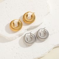 1 Pair Elegant Classic Style Round Asymmetrical Plating 304 Stainless Steel Earrings main image 7