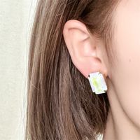 1 Pair IG Style Simple Style Rectangle Plating Inlay Copper Glass Gold Plated Ear Studs main image 4