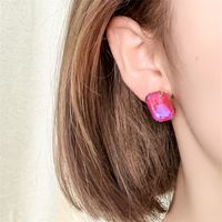 1 Pair IG Style Simple Style Rectangle Plating Inlay Copper Glass Gold Plated Ear Studs main image 2