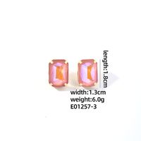 1 Pair IG Style Simple Style Rectangle Plating Inlay Copper Glass Gold Plated Ear Studs sku image 3