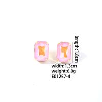 1 Pair IG Style Simple Style Rectangle Plating Inlay Copper Glass Gold Plated Ear Studs sku image 4