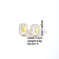 1 Pair IG Style Simple Style Rectangle Plating Inlay Copper Glass Gold Plated Ear Studs sku image 5