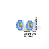 1 Pair IG Style Simple Style Rectangle Plating Inlay Copper Glass Gold Plated Ear Studs sku image 6