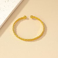 Lady Solid Color Alloy Plating 14k Gold Plated Women's Bangle main image 3