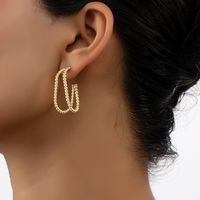 1 Pair Lady Oval Plating Hollow Out Alloy 14k Gold Plated Ear Studs main image 1