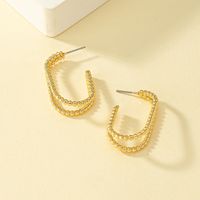 1 Pair Lady Oval Plating Hollow Out Alloy 14k Gold Plated Ear Studs main image 3