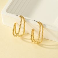1 Pair Lady Oval Plating Hollow Out Alloy 14k Gold Plated Ear Studs main image 4