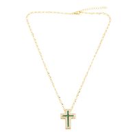 Fashion Simple Style Cross Copper Plating Inlay Zircon 18k Gold Plated Necklace main image 2