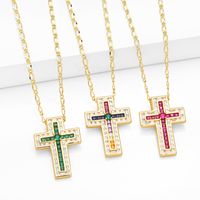 Fashion Simple Style Cross Copper Plating Inlay Zircon 18k Gold Plated Necklace main image 1