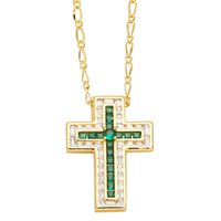 Fashion Simple Style Cross Copper Plating Inlay Zircon 18k Gold Plated Necklace main image 5