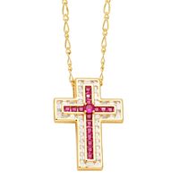 Fashion Simple Style Cross Copper Plating Inlay Zircon 18k Gold Plated Necklace main image 3