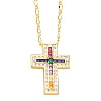 Fashion Simple Style Cross Copper Plating Inlay Zircon 18k Gold Plated Necklace main image 4