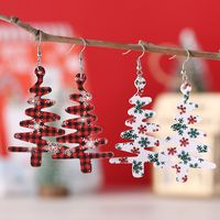 Wholesale Jewelry British Style Christmas Tree Pu Leather Drop Earrings main image 1