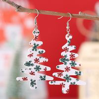Wholesale Jewelry British Style Christmas Tree Pu Leather Drop Earrings sku image 1
