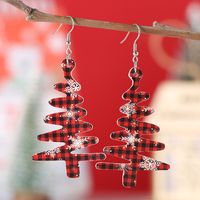 Wholesale Jewelry British Style Christmas Tree Pu Leather Drop Earrings sku image 2