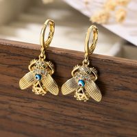 1 Pair Sweet Tortoise Bee Plating Inlay Copper Zircon 18k Gold Plated Drop Earrings main image 1