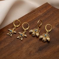 1 Pair Sweet Tortoise Bee Plating Inlay Copper Zircon 18k Gold Plated Drop Earrings main image 4