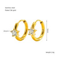 1 Pair Elegant Retro Star Plating Inlay 304 Stainless Steel Zircon 18K Gold Plated Earrings sku image 1