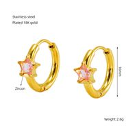 1 Pair Elegant Retro Star Plating Inlay 304 Stainless Steel Zircon 18K Gold Plated Earrings sku image 2