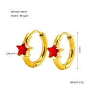 1 Pair Elegant Retro Star Plating Inlay 304 Stainless Steel Zircon 18K Gold Plated Earrings sku image 3
