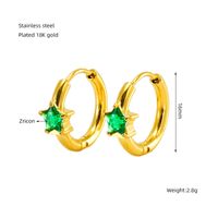 1 Pair Elegant Retro Star Plating Inlay 304 Stainless Steel Zircon 18K Gold Plated Earrings sku image 4