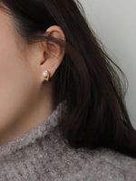 1 Pair Modern Style Round Plating Inlay Sterling Silver Artificial Pearls 18k Gold Plated Earrings main image 2