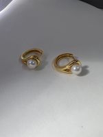 1 Pair Modern Style Round Plating Inlay Sterling Silver Artificial Pearls 18k Gold Plated Earrings sku image 1