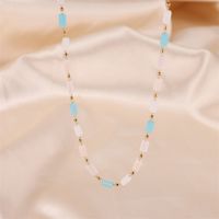 Commute Color Block Stainless Steel Natural Stone Plating 18k Gold Plated Necklace main image 5