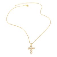 Ig Style Vintage Style Fashion Cross Copper Plating Inlay Pearl Zircon 18k Gold Plated Necklace main image 2
