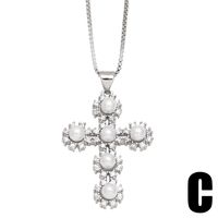 Ig Style Vintage Style Fashion Cross Copper Plating Inlay Pearl Zircon 18k Gold Plated Necklace main image 5