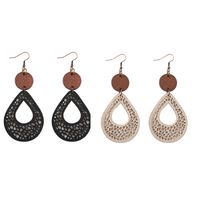 Wholesale Jewelry Vintage Style Water Droplets Pu Leather Wood Drop Earrings main image 9