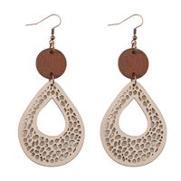 Wholesale Jewelry Vintage Style Water Droplets Pu Leather Wood Drop Earrings main image 8