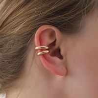 1 Pair Ig Style Simple Style C Shape Plating Stainless Steel 18k Gold Plated Ear Cuffs main image 3